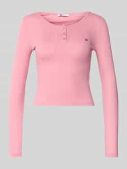 Tommy Jeans Slim fit henley shirt met ribstructuur