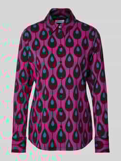 Seidensticker Overhemdblouse Zwarte roos Lange mouwen kraag print