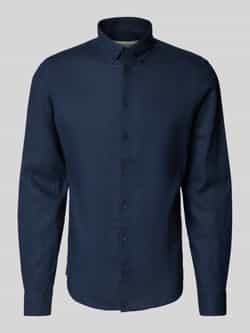 Casual friday Regular fit linnen overhemd met button-downkraag model 'Anton'