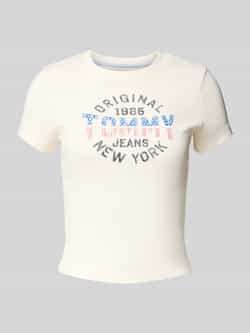 Tommy Jeans Slim fit T-shirt van ribstof