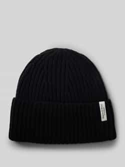 Marc O'Polo Beanie van een hoogwaardige mix van scheerwol en kasjmier met geribde omslag