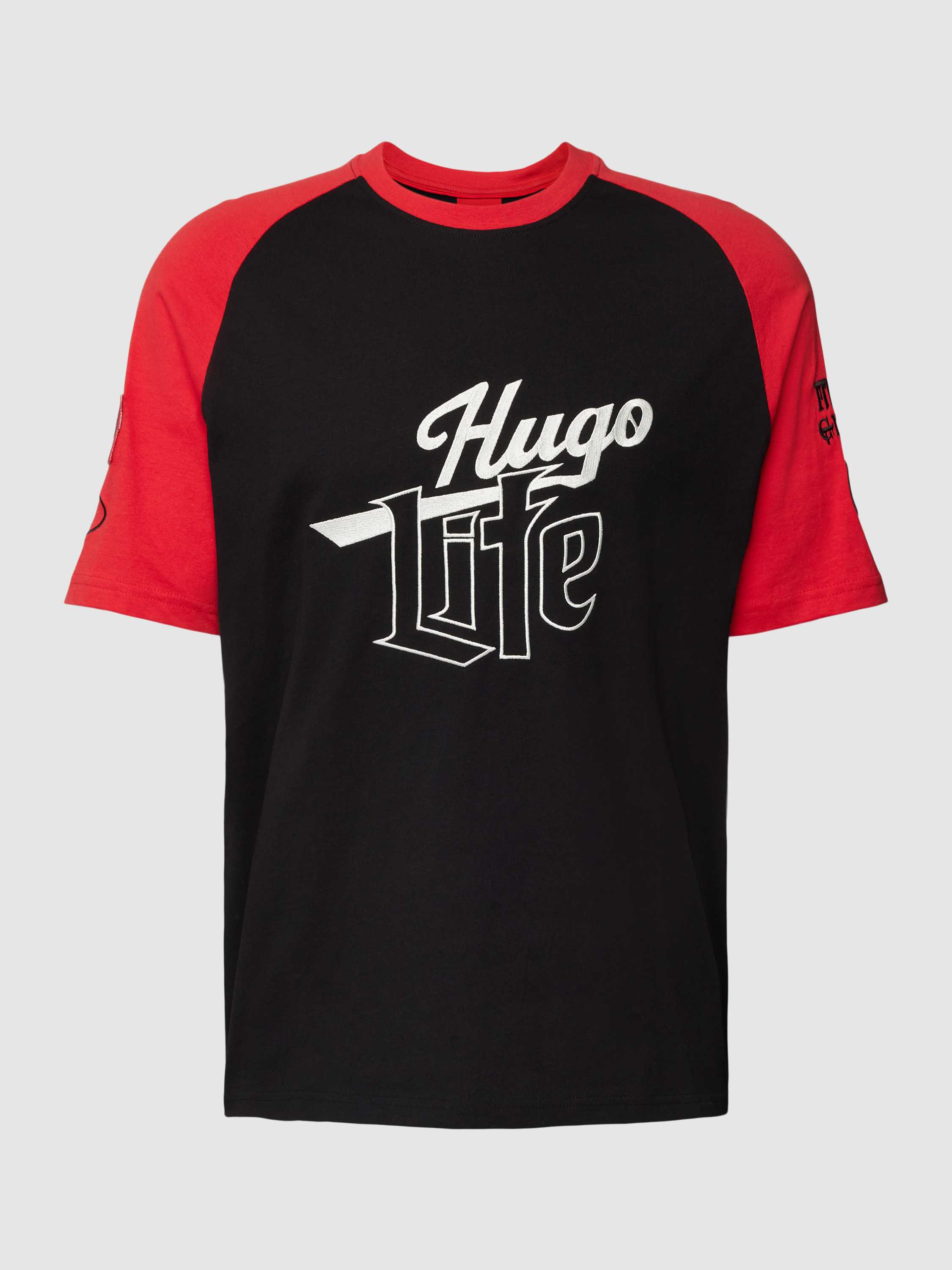 HUGO T-shirt met label- en statementstitching model 'Dilife'