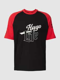 HUGO T-shirt met label- en statementstitching model 'Dilife'