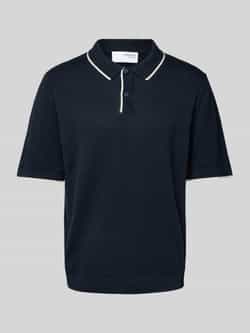 SELECTED HOMME Heren Polo's & T-shirts Slhfave Sport Zip Ss Polo Noos Donkerblauw