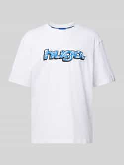 Hugo Blue T-shirt met labelprint model 'Nugibol'