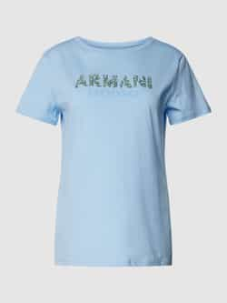 Armani Exchange Blauwe Organische Katoen Logo Print T-shirt Blue Dames