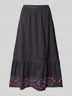 Scotch & Soda Midirok van viscosemix met gebloemde motiefstitching