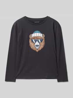 Tom Tailor Regular fit shirt met lange mouwen van puur katoen met artwork van imitatiebont