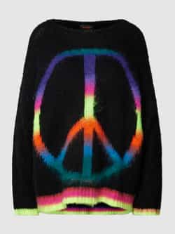 Miss goodlife Gebreide pullover met motiefprints model 'RAINBOW PEACE'