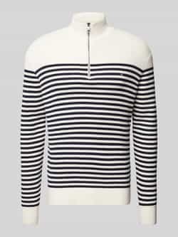 Tommy Hilfiger Racking Half-Zip Structure Streep Wit Navy