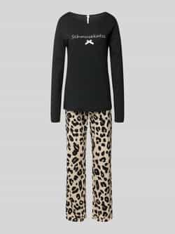 LOUIS & LOUISA Pyjama met statementstitching model 'Schmusekatze'