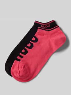 HUGO Sneakersokken met labelprint in een set van 2 paar