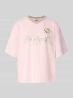Tricot met labelprint en v-hals