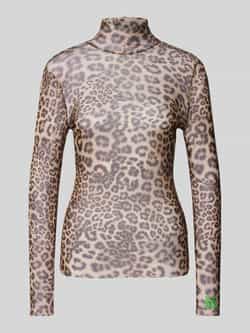 Marc Cain Mesh Longsleeve met Turtle Neck Brown Dames