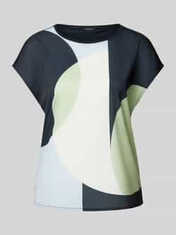Opus T-shirt met geribde ronde hals model 'Saloma'