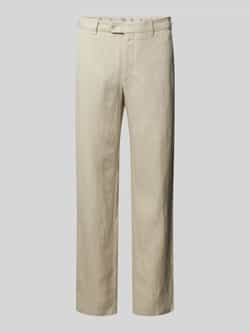 Mmx Regular fit linnen broek met riemlussen model 'LYNX'