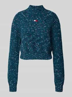 Tommy Jeans Blauwe Mockneck Sweater Marled Stijl Blue Dames