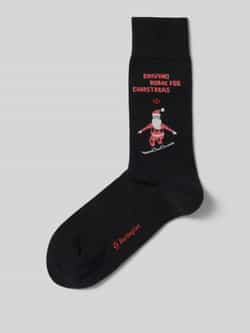Burlington Sokken met motief model 'Snowboarding Santa'