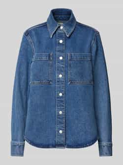 Marc O'Polo Oversized jeansblouse van katoenmix met opgestikte zakken