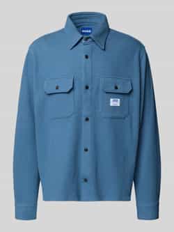 Hugo Blue Oversized vrijetijdsoverhemd in wafellook model 'EKYNONE'