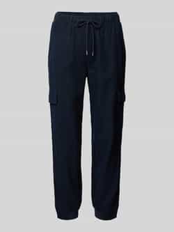 FREE QUENT Tapered fit linnen broek met cargozakken model 'Lava'