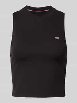Tommy Jeans Stretch Crop Top Zwart Black Dames