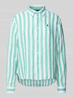 Polo Ralph Lauren Korte boxy fit linnen overhemdblouse met logostitching