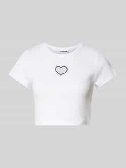 Noisy May Cropshirt met voorbedrukte voorkant White Dames