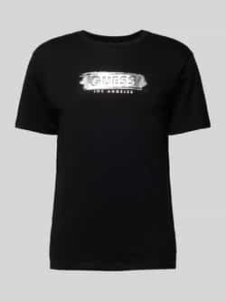 Guess Logo Relief Katoenen T-shirt Black Heren