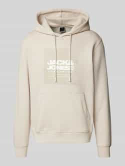 Jack & jones Comfort fit hoodie van katoenmix met rubberen print model 'AERO'