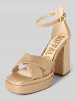 Buffalo Sandalen van leer met blokhak model 'MAY'