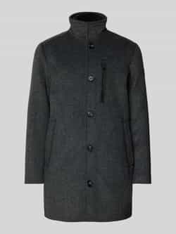 Tom Tailor Regular fit lange wollen jas in gemêleerde look met borstzak met rits