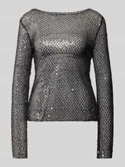 Pieces Slim fit shirt met lange mouwen van halftransparante mesh model 'RISSI'