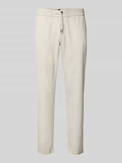 Boss Orange Straight fit linnen broek met elastische band model 'Sanderson'