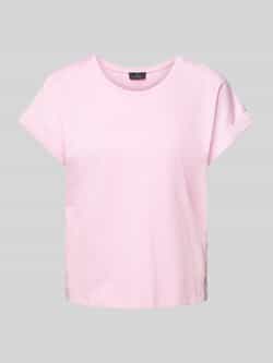 Monari T-shirt met geribde ronde hals
