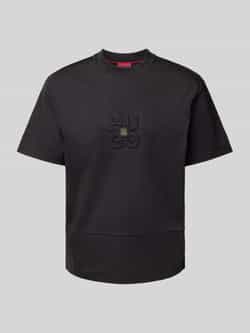 HUGO T-shirt met geribde ronde hals model 'Debostac'