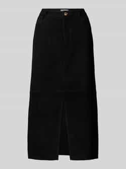 MOS MOSH Zwarte Suède Rok met Voorspleet Black Dames