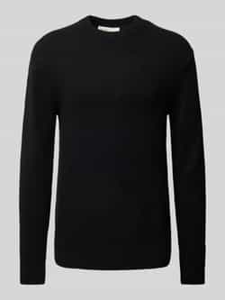 Tom Tailor Denim Regular fit gebreide pullover met wol en labelstitching bij de mouwen