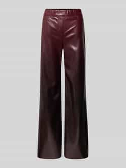 Marc Cain Wide fit stoffen broek in leerlook met siernaden
