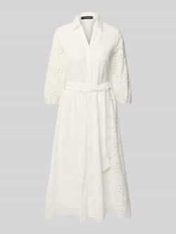 MORE & MORE Overhemdjurk met broderie anglaise en strikceintuur