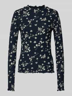 Tom Tailor Denim Nauwsluitend shirt met lange mouwen en hals met volants