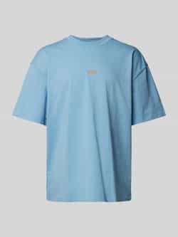 Hugo Blue Oversized T-shirt van viscose met labelprint model 'Nalono'