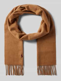 Polo Ralph Lauren Sjaal van kasjmier met logostitching model 'FRINGE'