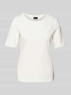 S.Oliver BLACK LABEL Shaped fit T-shirt van katoenmix met satijngarnering op de hals