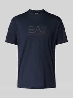 Emporio Armani EA7 Blauw Katoenen T-shirt voor Mannen Blue Heren