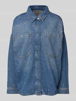 MOS MOSH Regular fit jeansblouse met strass-steentjes model 'EMME MARINE'