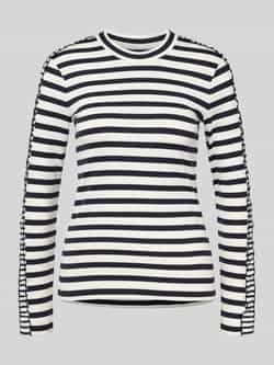 Marc Cain Shirt met lange mouwen en geribde ronde hals