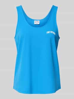 The Upside Top met bandjes labelprint en ronde hals