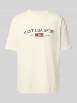Gant Gebreide trui Stretch Cotton Cable C-Neck met logoborduursel op borsthoogte
