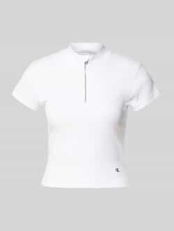 Calvin Klein Jeans T-shirt met opstaande kraag en ritssluiting